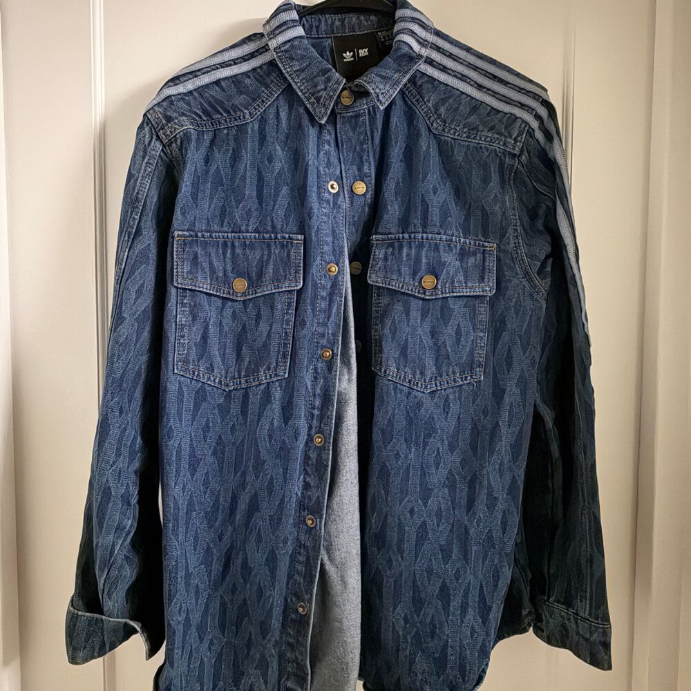 Adidas x Ivy Park Monogram Denim Shirt Rodeo Jacket Beyonce H61704 Unisex XS